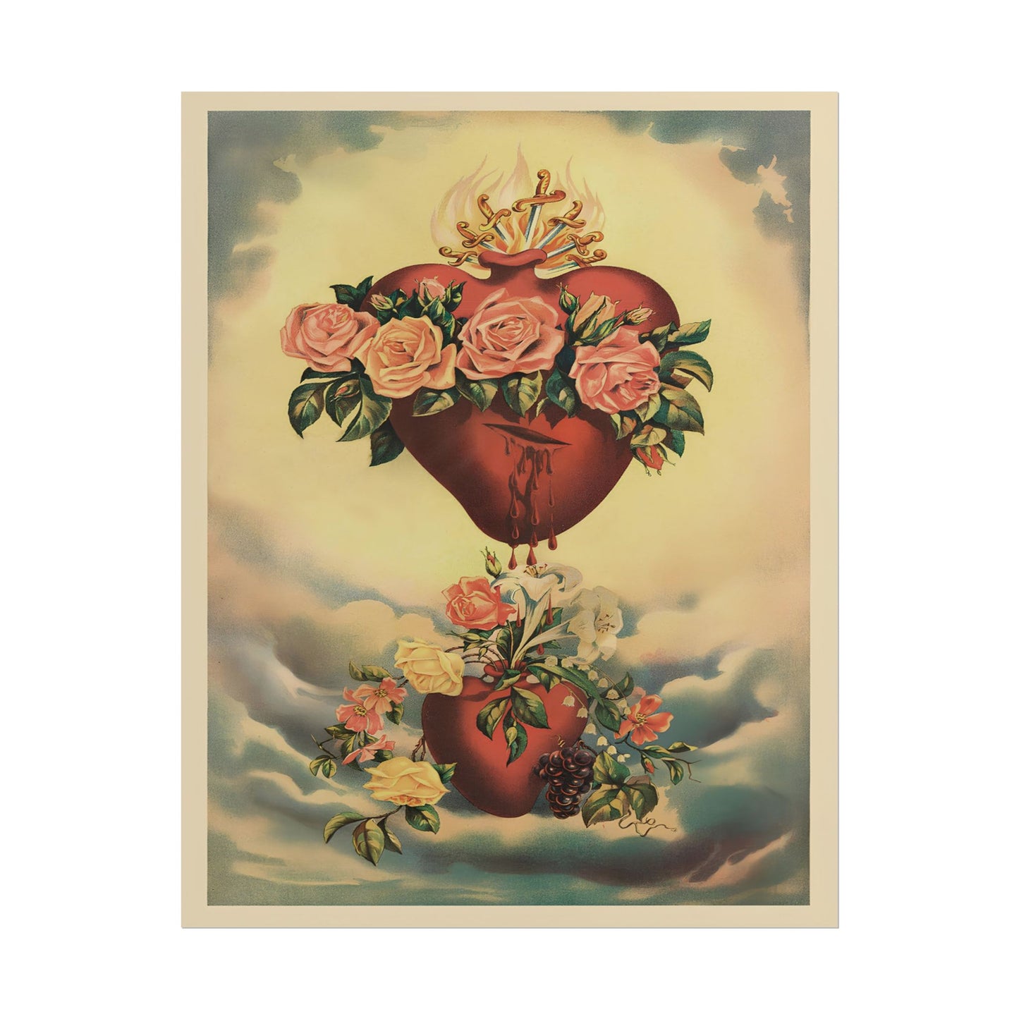 The Immaculate Heart of Mary - Mexican Folk Art poster by Utagawa Hiroshige - 11x14 inch print