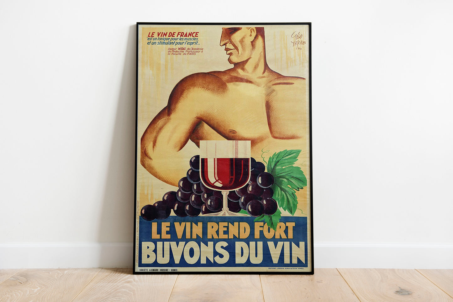 Buvons Du Vin - French Advert poster by John William Waterhouse - Black frame wall art
