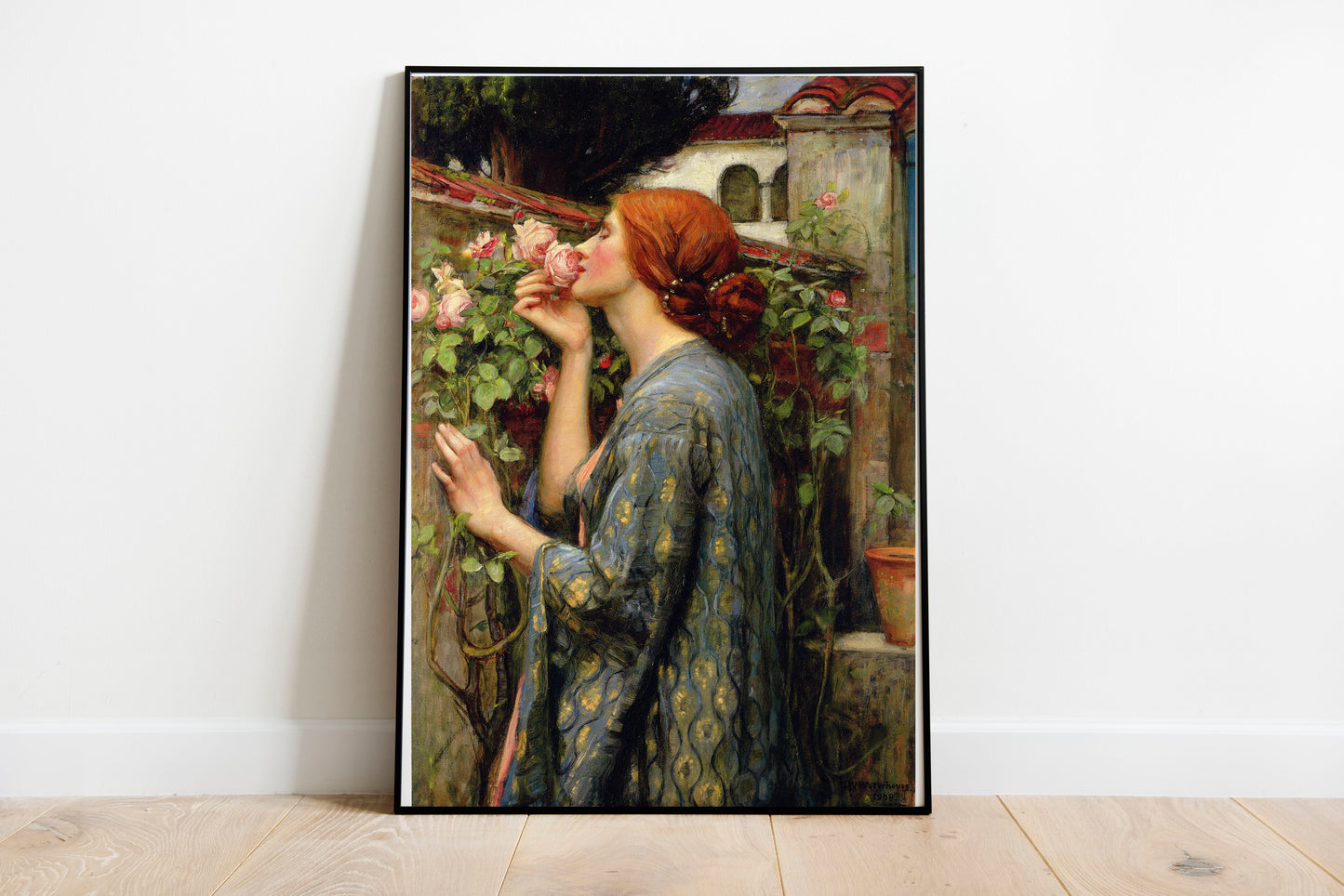 The Soul of the Rose poster by John William Waterhouse - Black frame wall art
