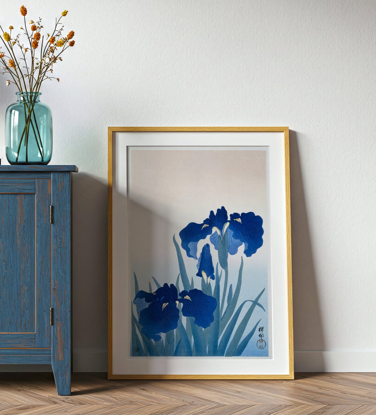 Iris Flowers poster by Ohara Koson - Neutral room decor with framed print