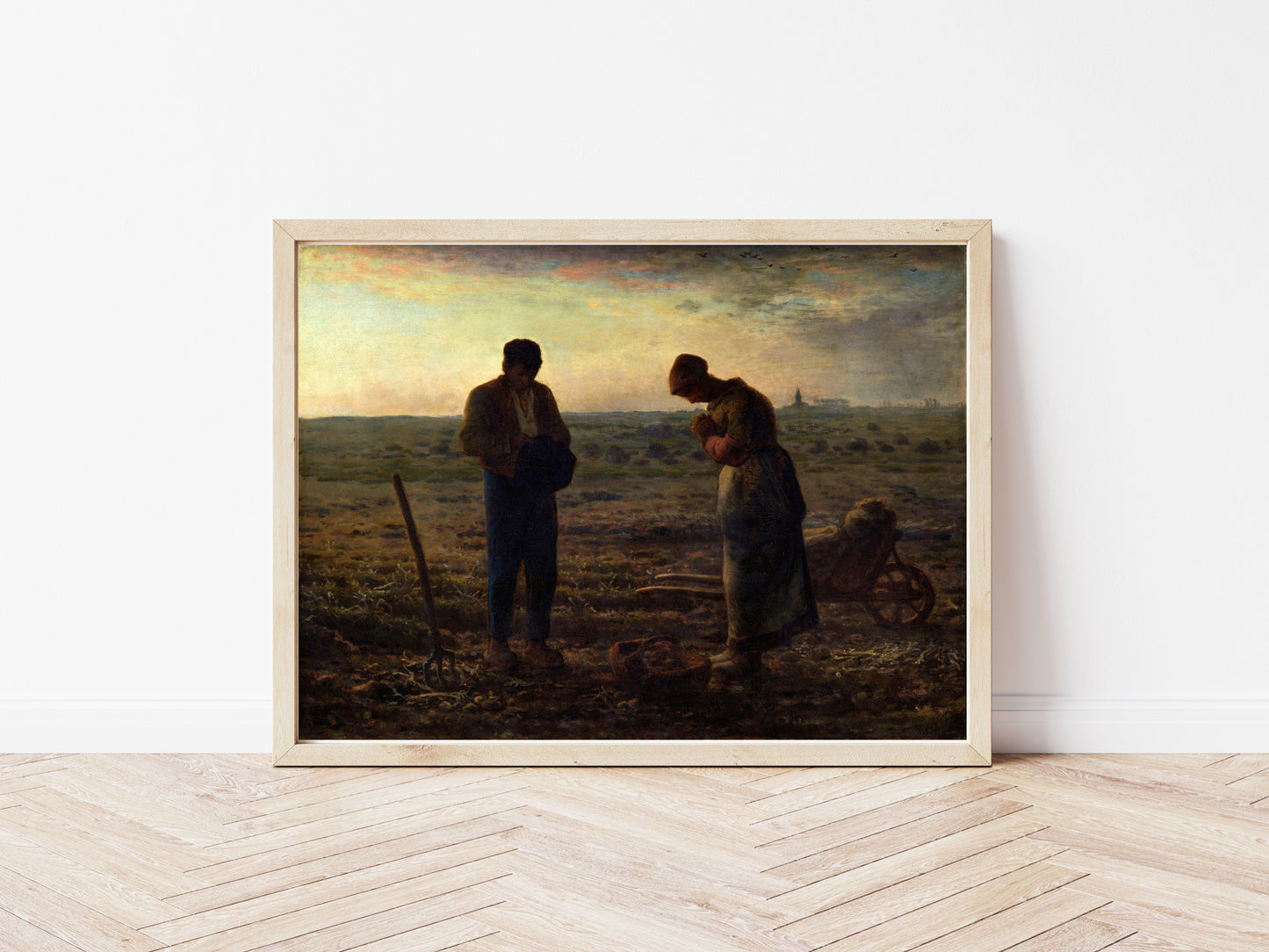 The Angelus poster by Jean Francois Millet - Black frame wall art