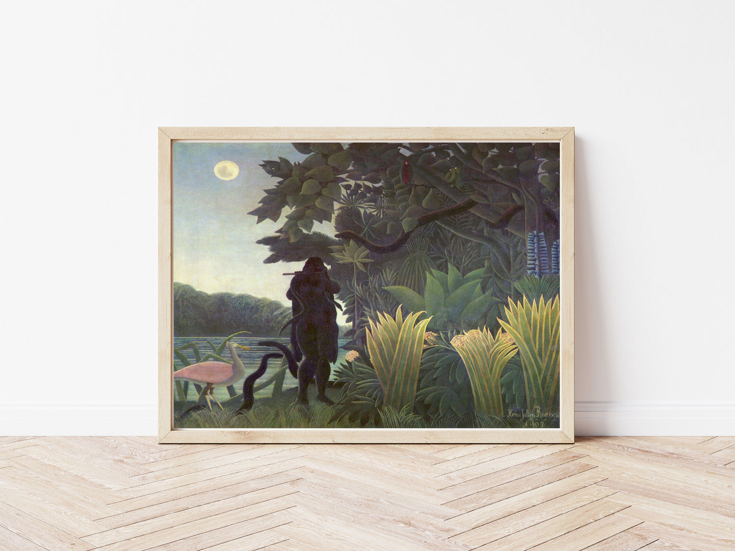 The Snake Charmer poster by Henri Rousseau - Black frame wall art