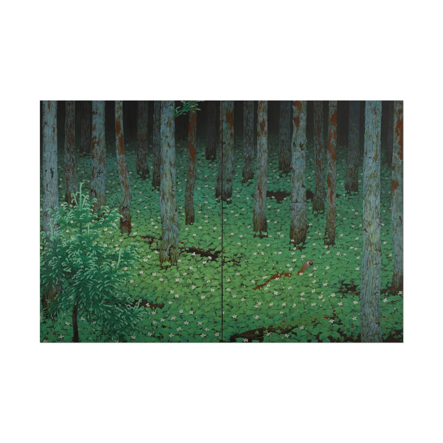Weasel in Wild Strawberry patch poster by Katayama Bokuyo - 24x36 inch wall art