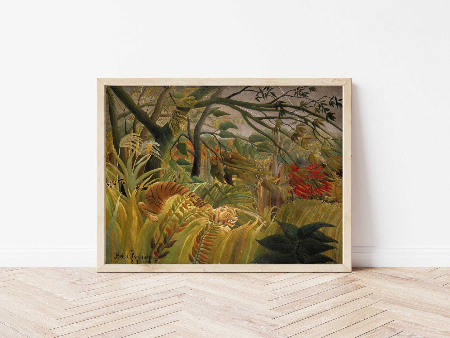 Surprised! poster by Henri Rousseau - Black frame wall art