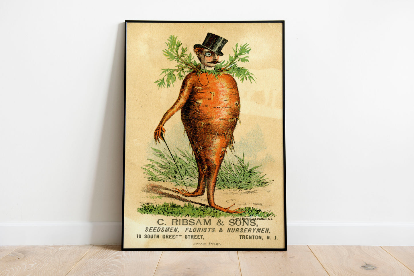 Victorian Carrot Man poster by C Ribsam & Sons - Black frame wall art