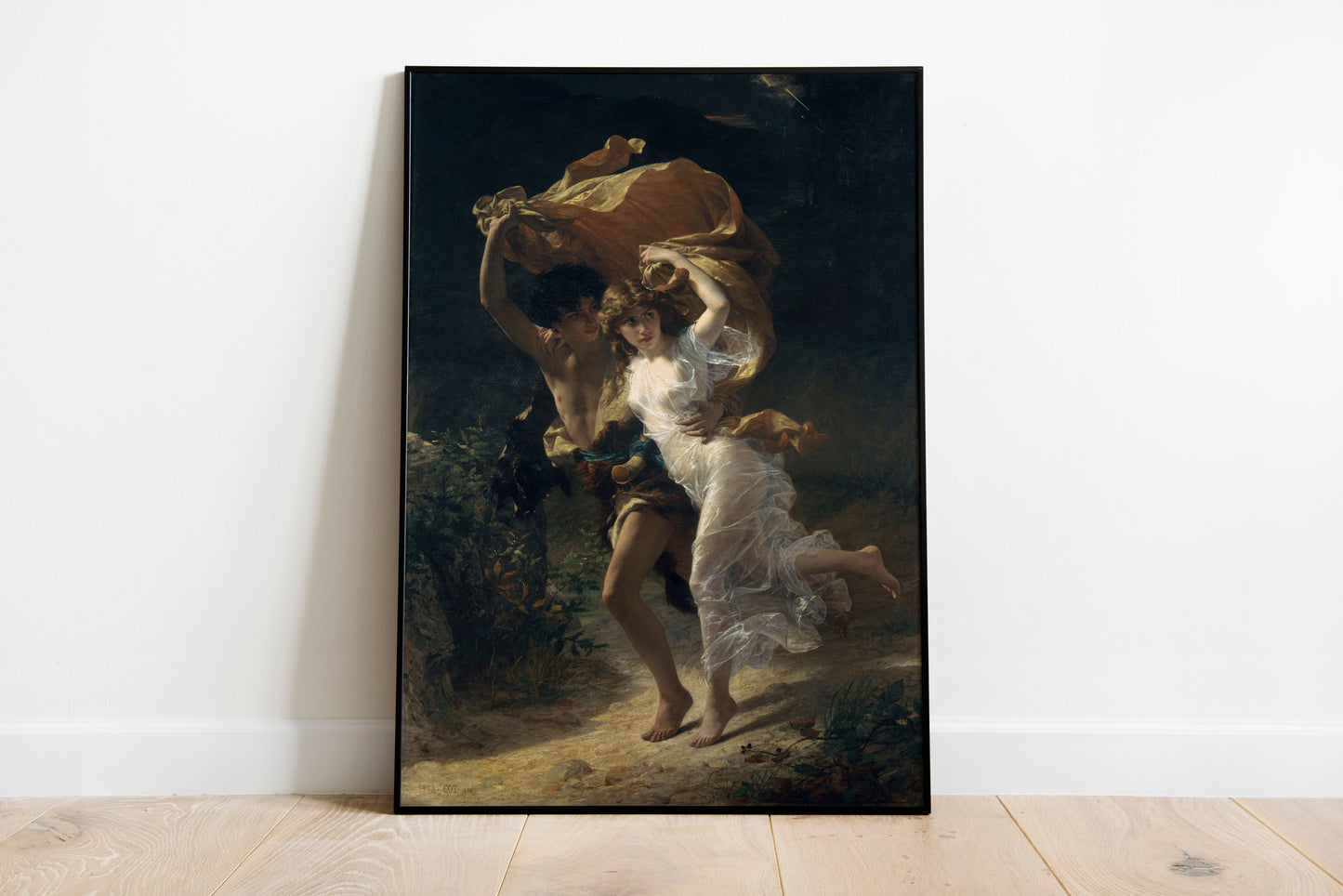 The Storm poster by Pierre Auguste Cot - Black frame wall art