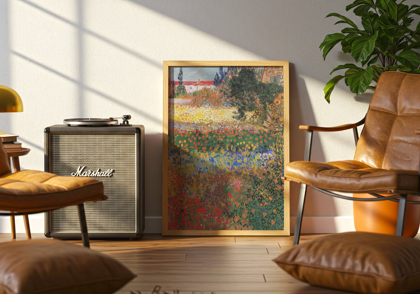 Flower Garden poster by Vincent Van Gogh - Neutral room decor with framed print
