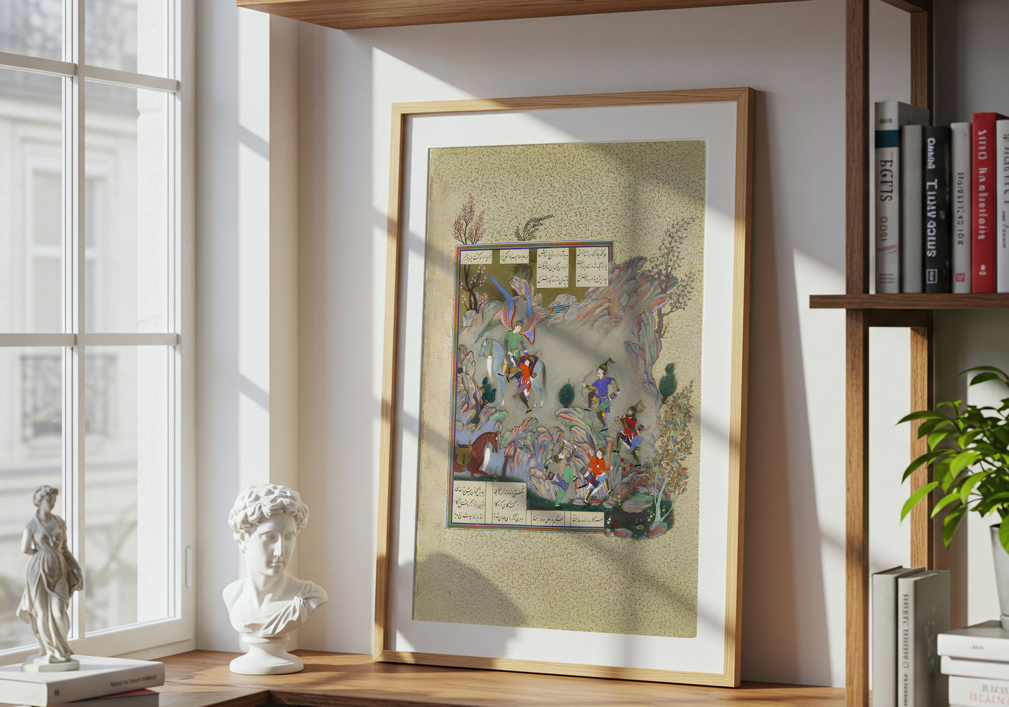 The Angel Surush Rescues Khusrau Parviz poster by Muzaffar 'Ali - Neutral room decor with framed print
