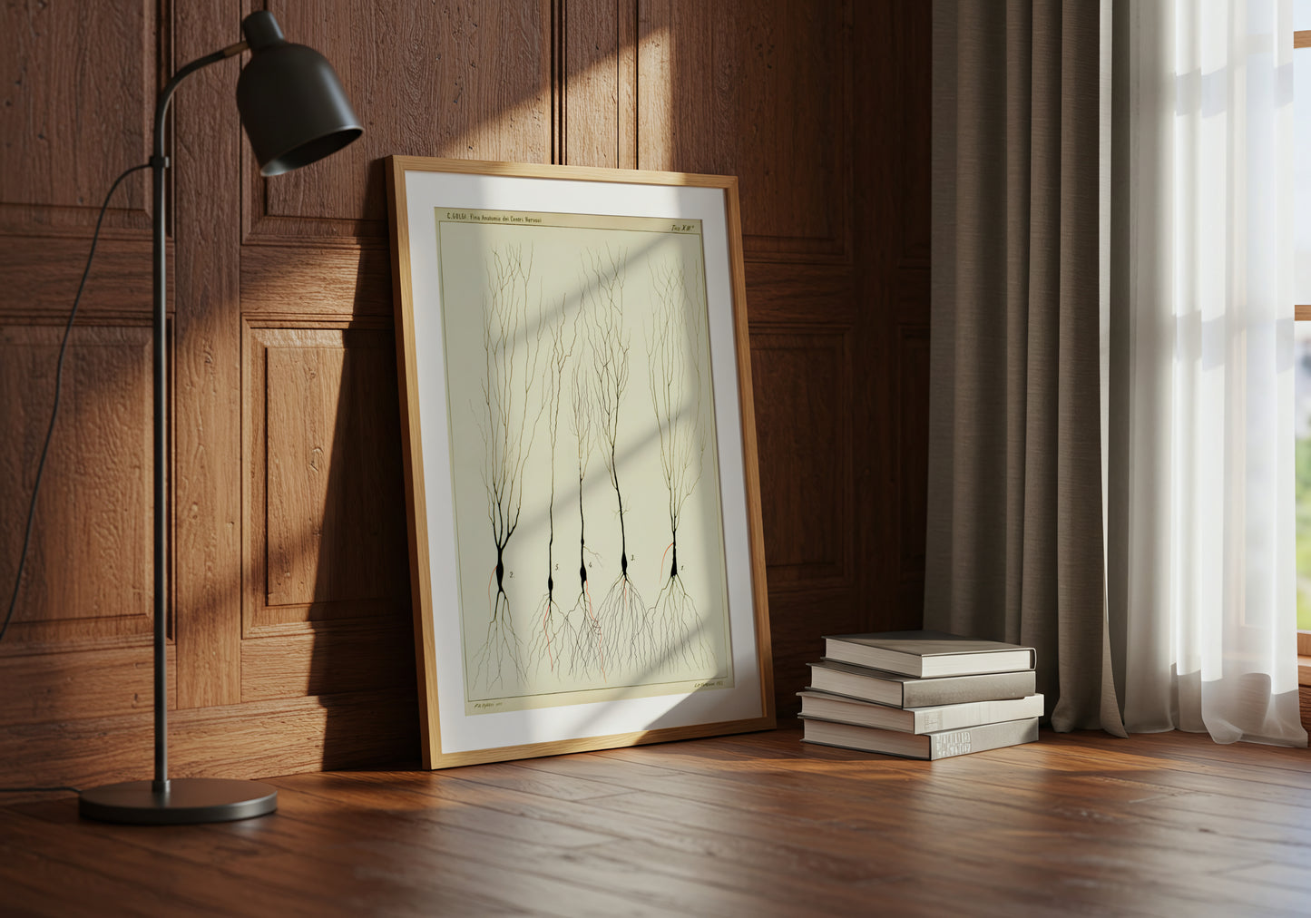 Neuron drawing poster by Ramon Santiago y Cajal - Neutral room decor with framed print