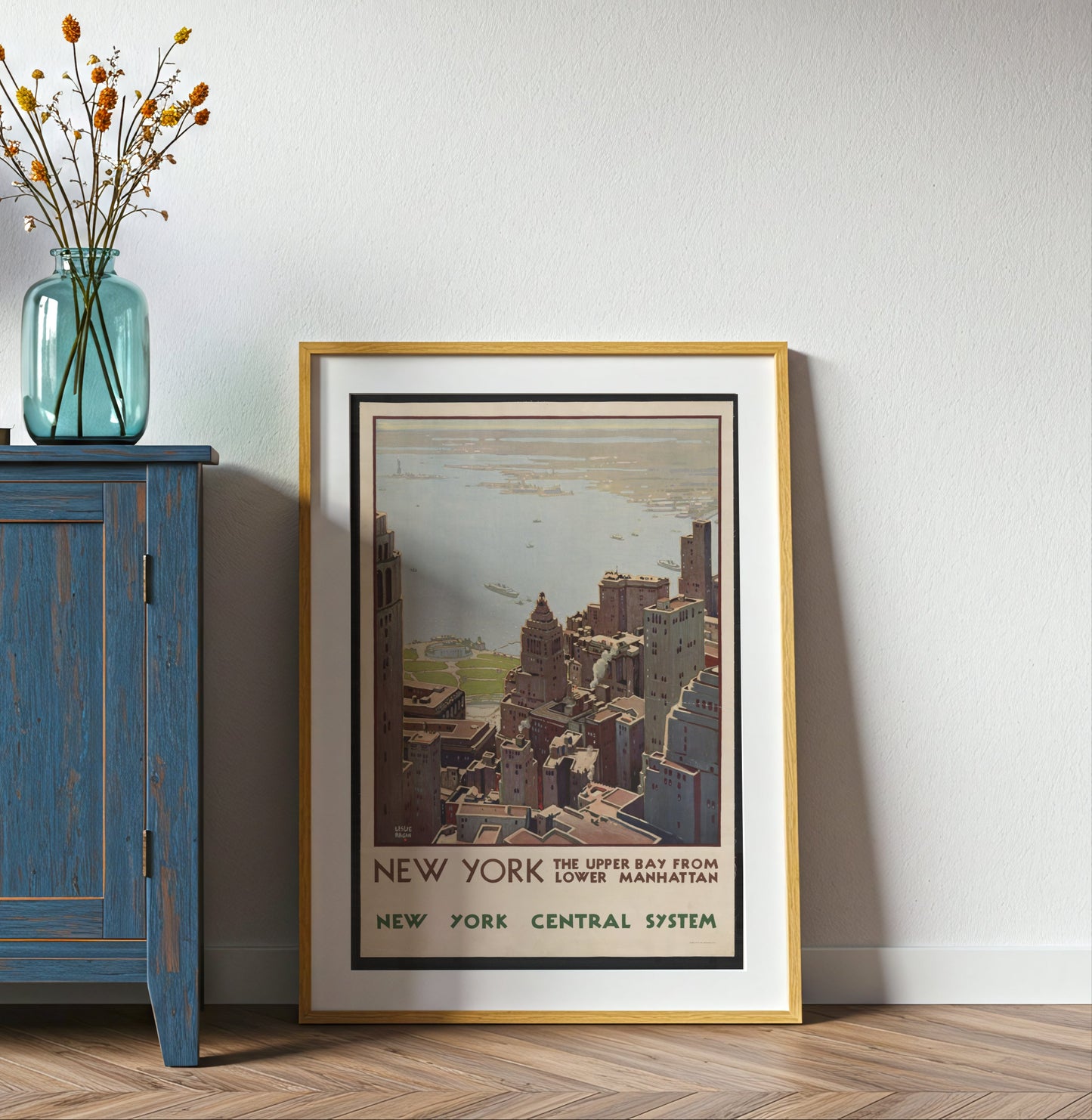 Vintage New York Travel poster by Katsushika Hokusai - Neutral room decor with framed print