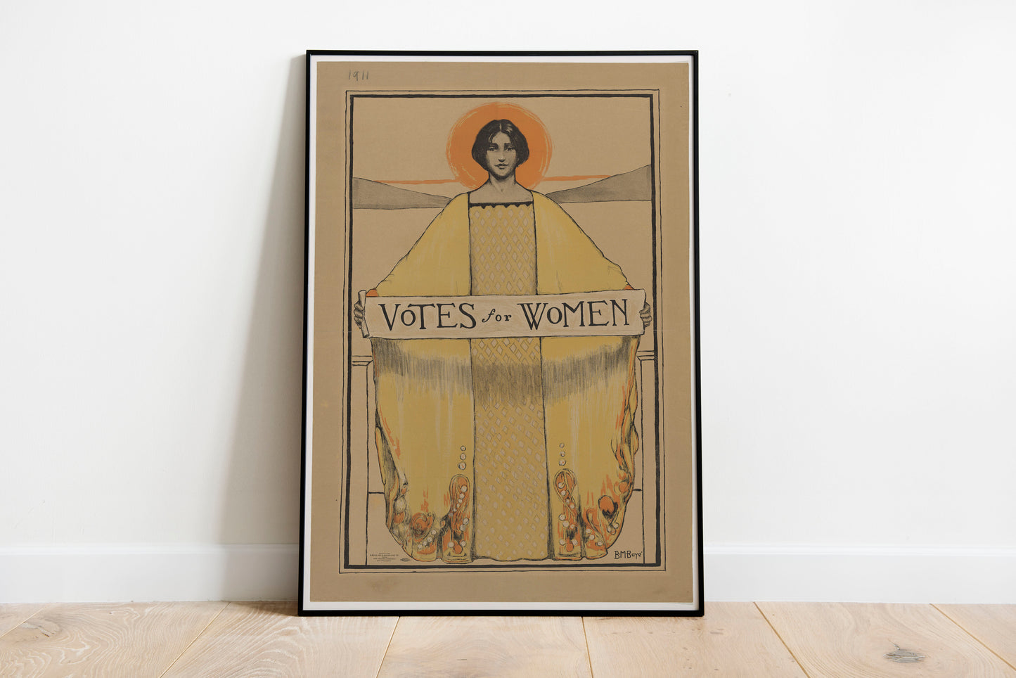 Votes for Women 1913 poster by Alphonse Mucha - Black frame wall art
