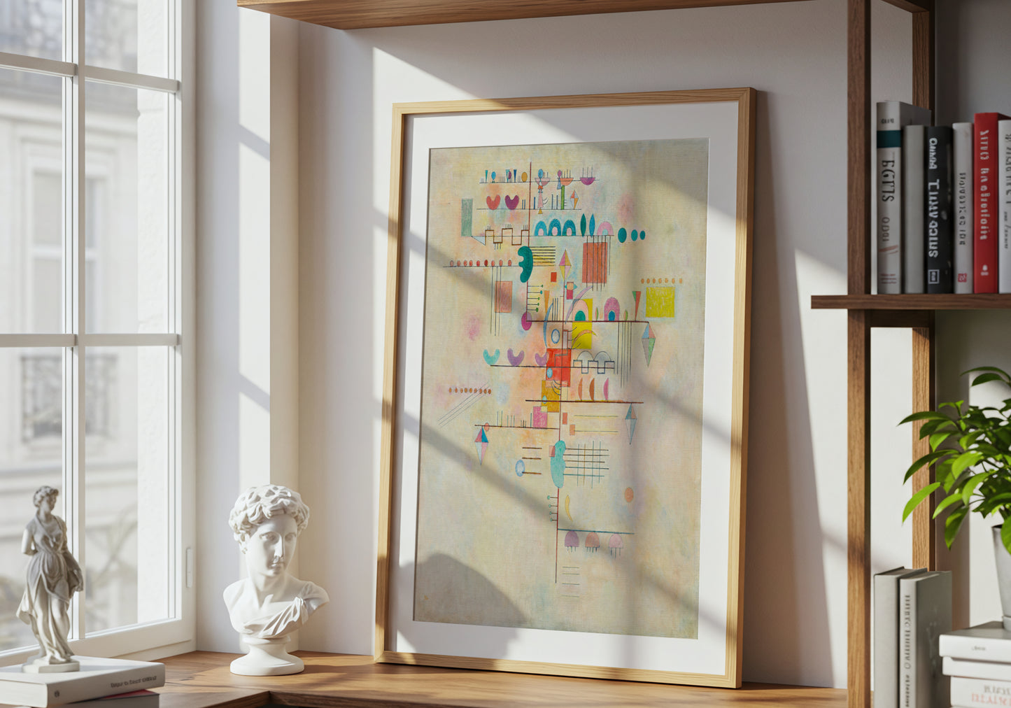 Graceful Ascent poster by Wassily Kandinsky - Neutral room decor with framed print