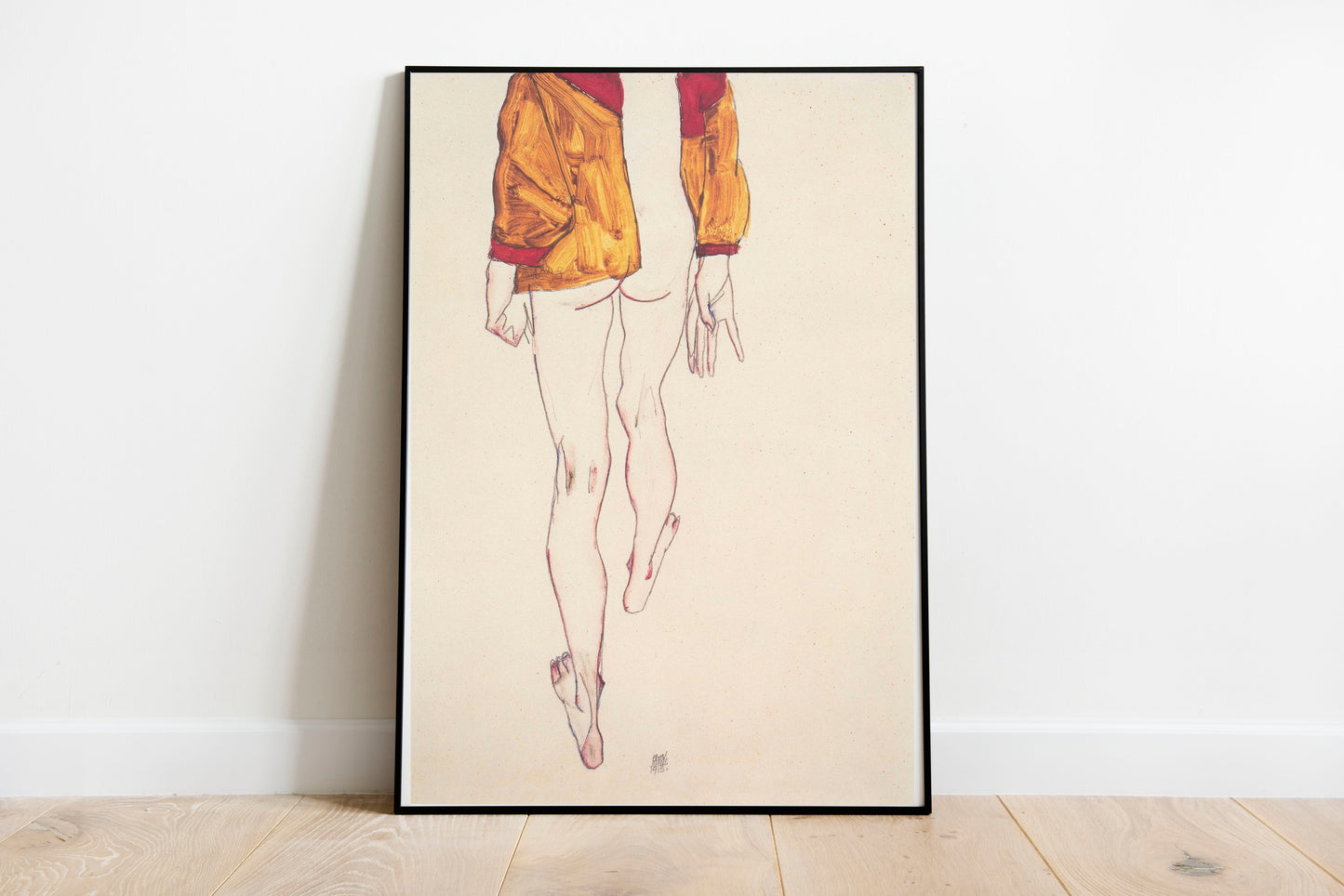 Walking Portrait poster by Egon Schiele - Black frame wall art