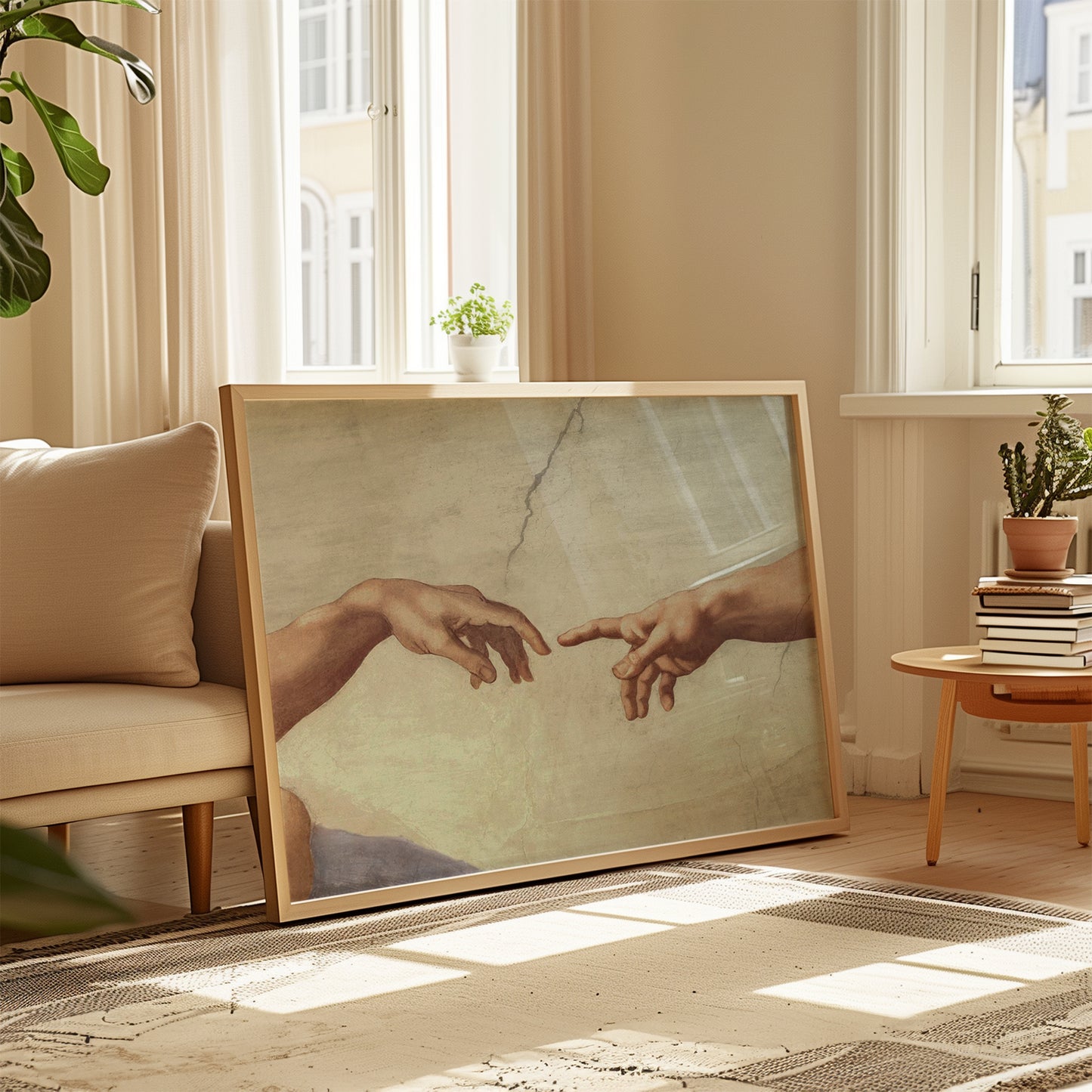 The Creation of Adam poster by Michelangelo - Neutral room decor with framed print