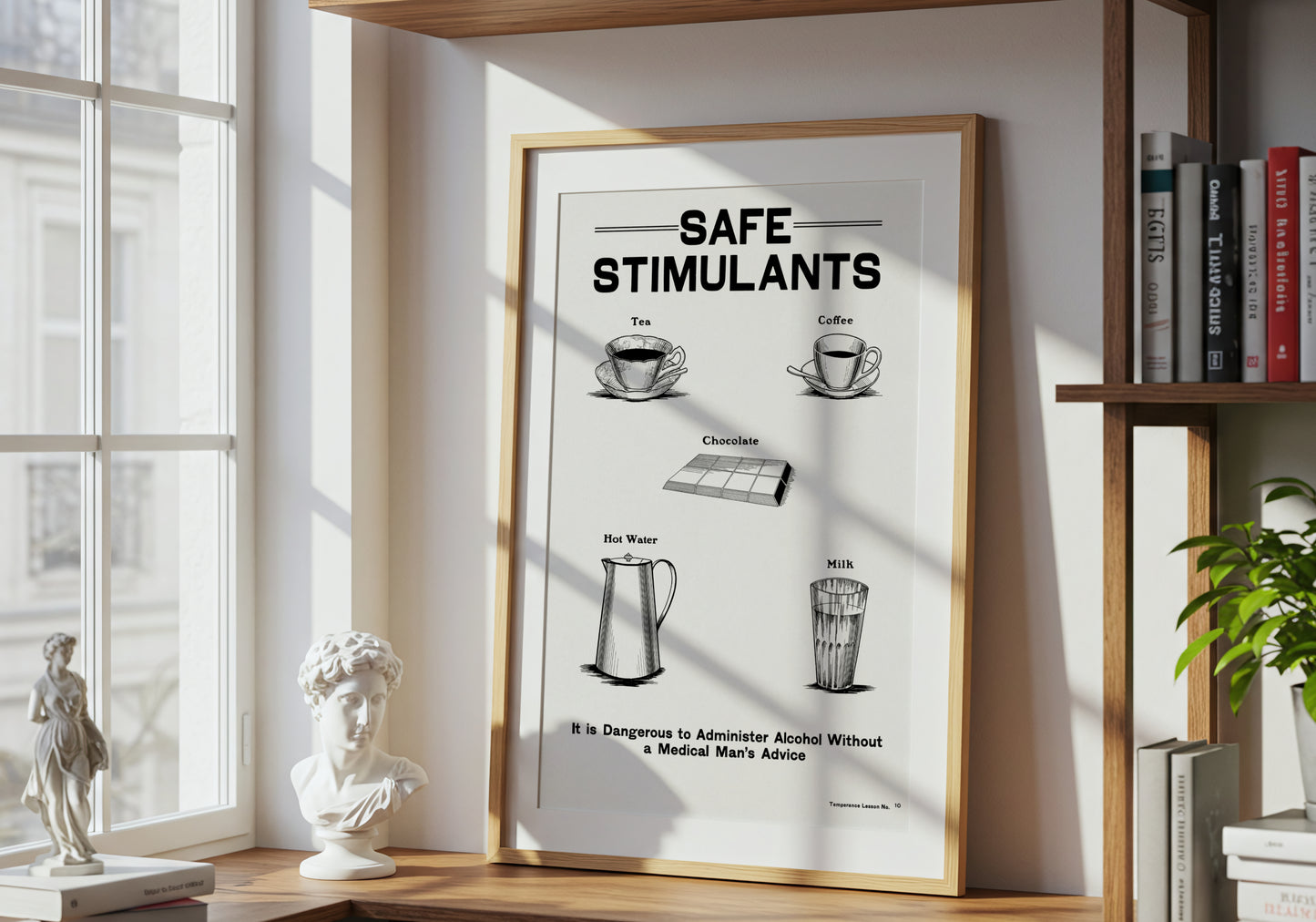 Safe Stimulants - Temperance poster by Katsushika Hokusai - Neutral room decor with framed print