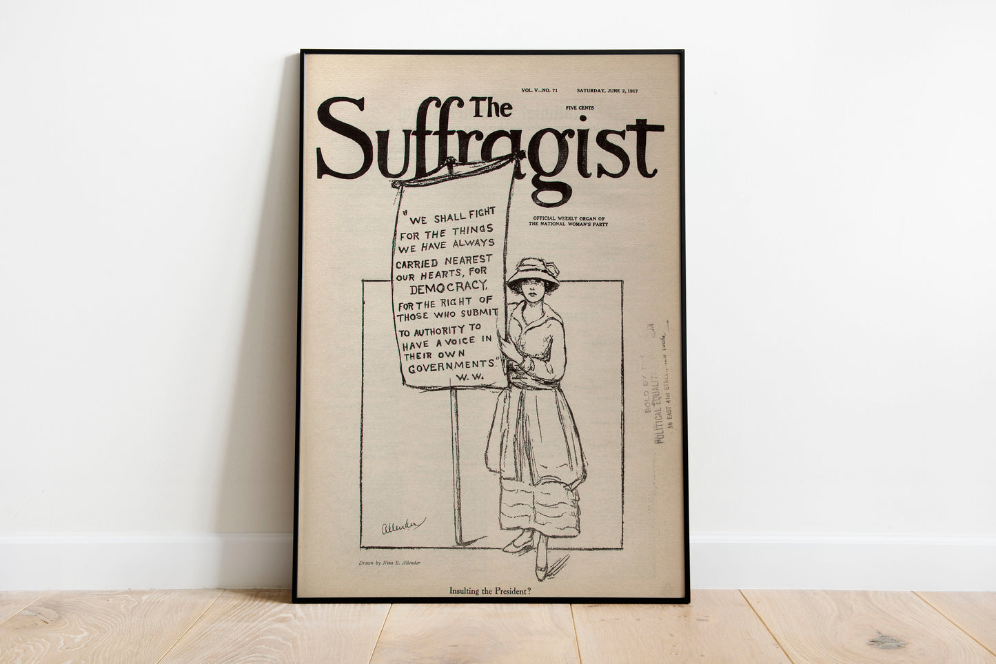 The Suffragist poster by Alphonse Mucha - Black frame wall art