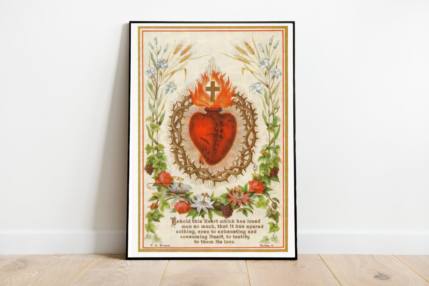 The Immaculate Heart of Mary poster by Katsushika Hokusai - Black frame wall art