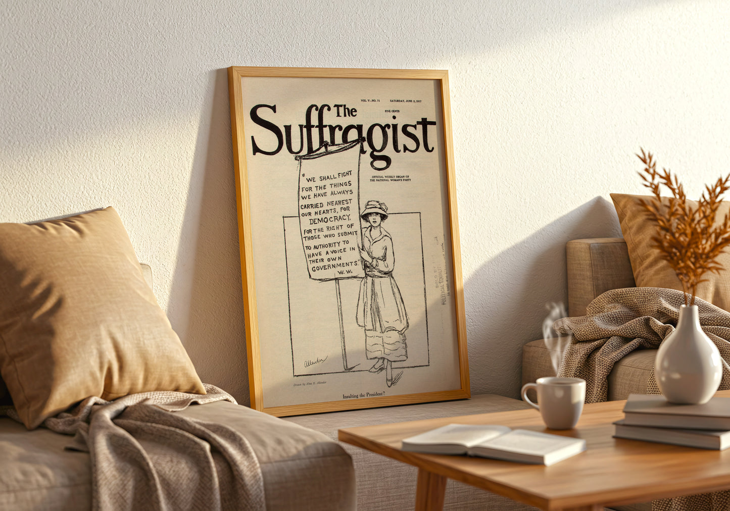The Suffragist poster by Alphonse Mucha - Neutral room decor with framed print