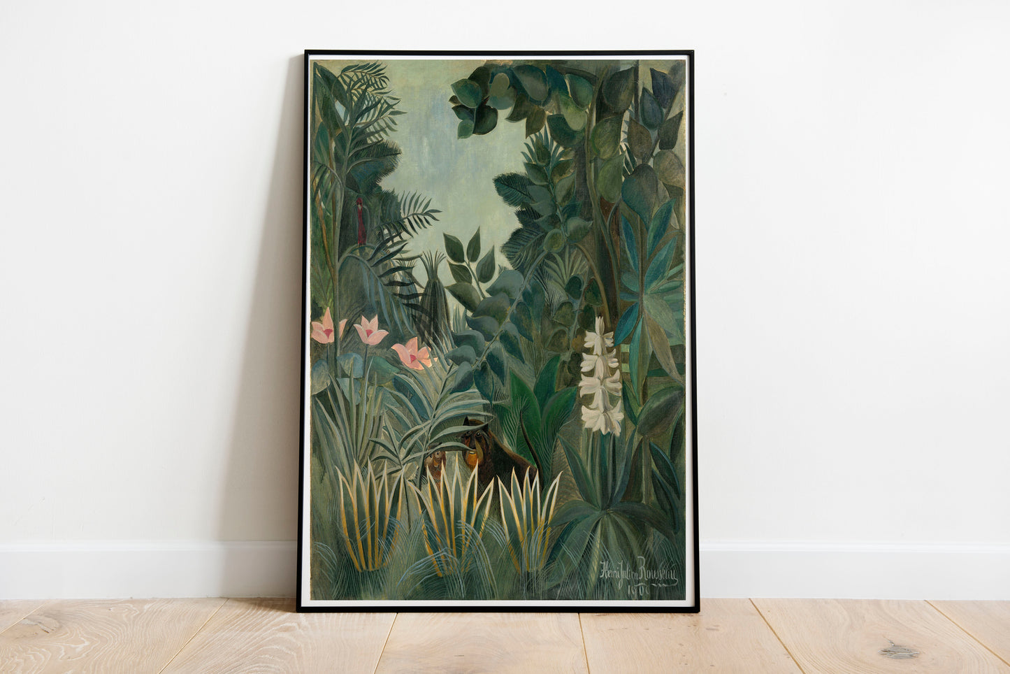 The Equatorial Jungle poster by Henri Rousseau - Black frame wall art
