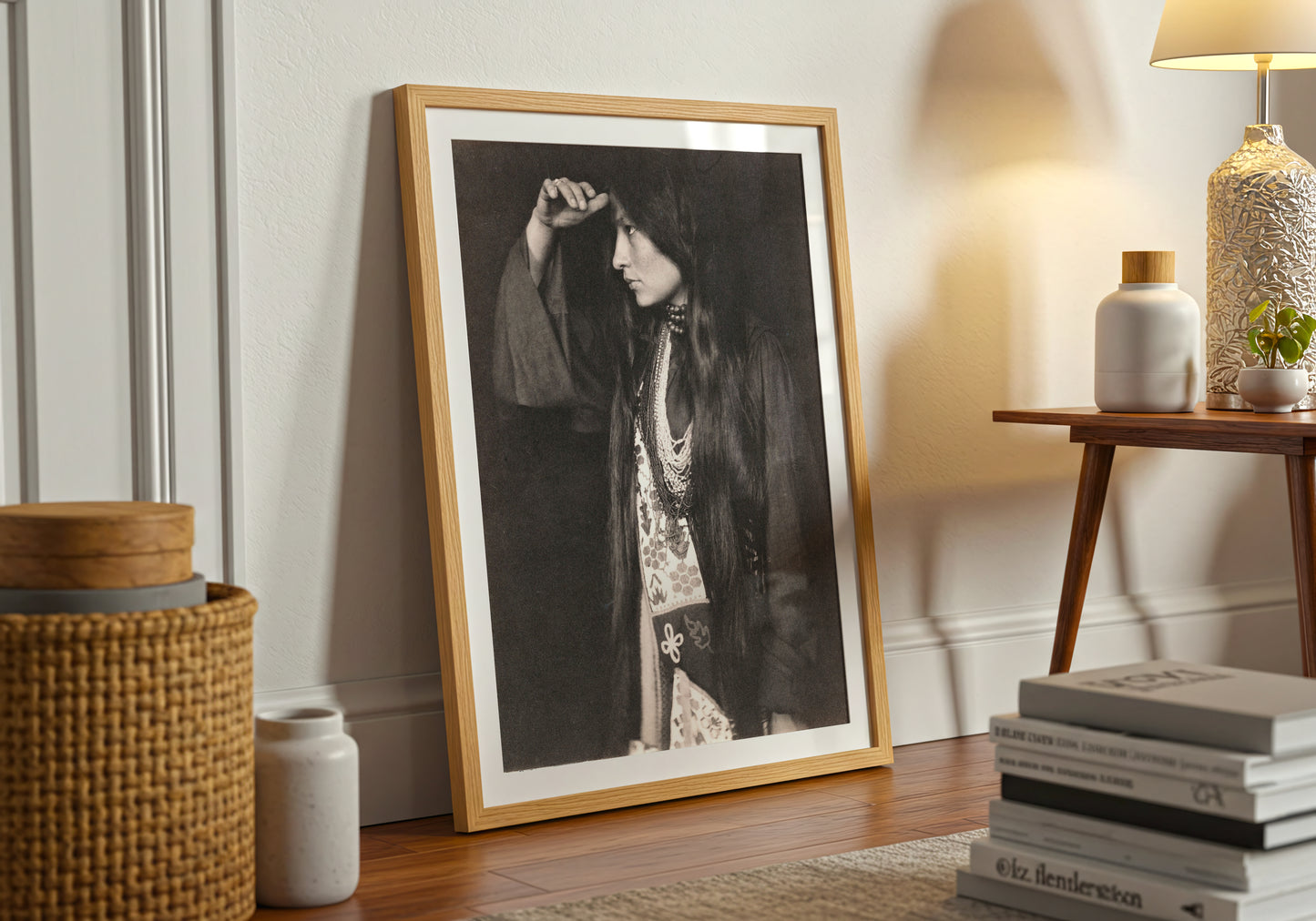 Portrait of Zitkala Sa poster by Gertrude Kasebier - Neutral room decor with framed print