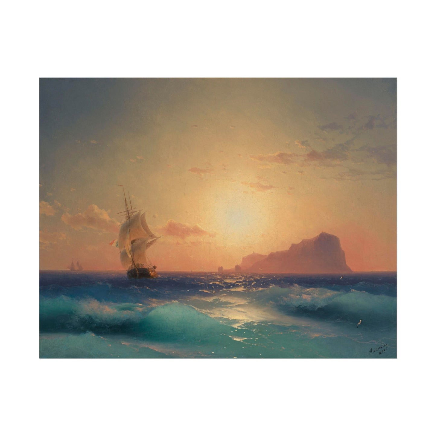 Sunset Over Ischia poster by Ivan Aivazovsky - 11x14 inch print