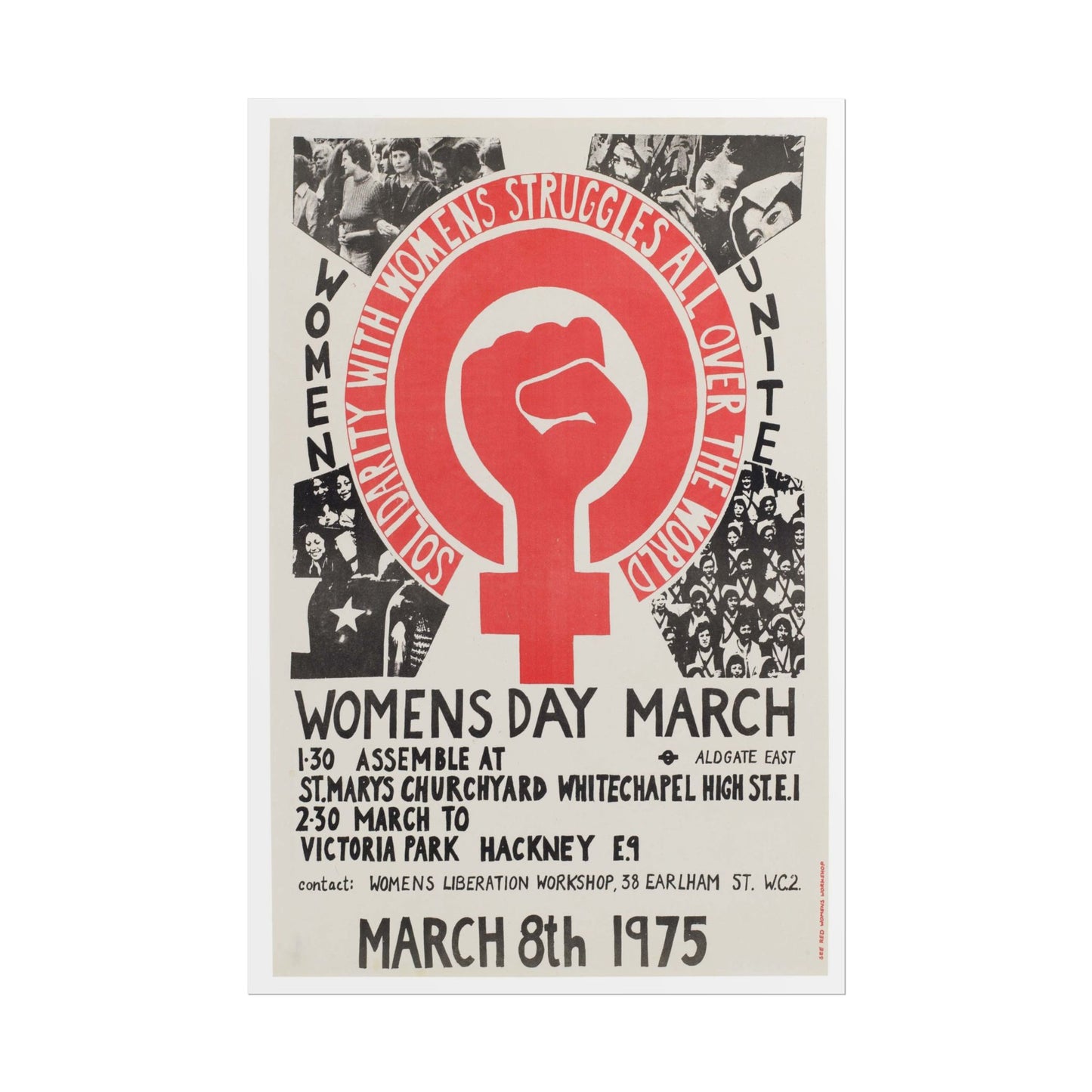 Women's Day March 1975 poster by Alphonse Mucha - 24x36 inch wall art