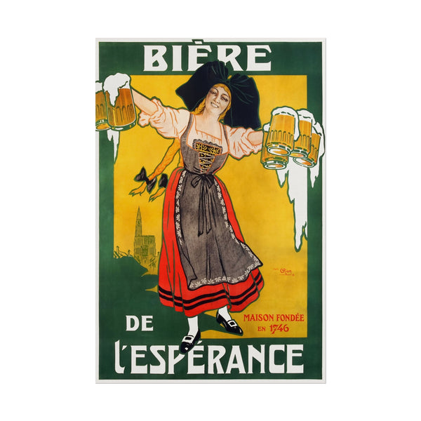 Vintage poster of a woman holding frothy beer mugs