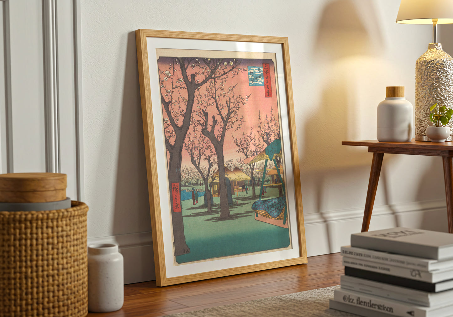 Plum Garden at Kamata poster by Utagawa Hiroshige - Neutral room decor with framed print