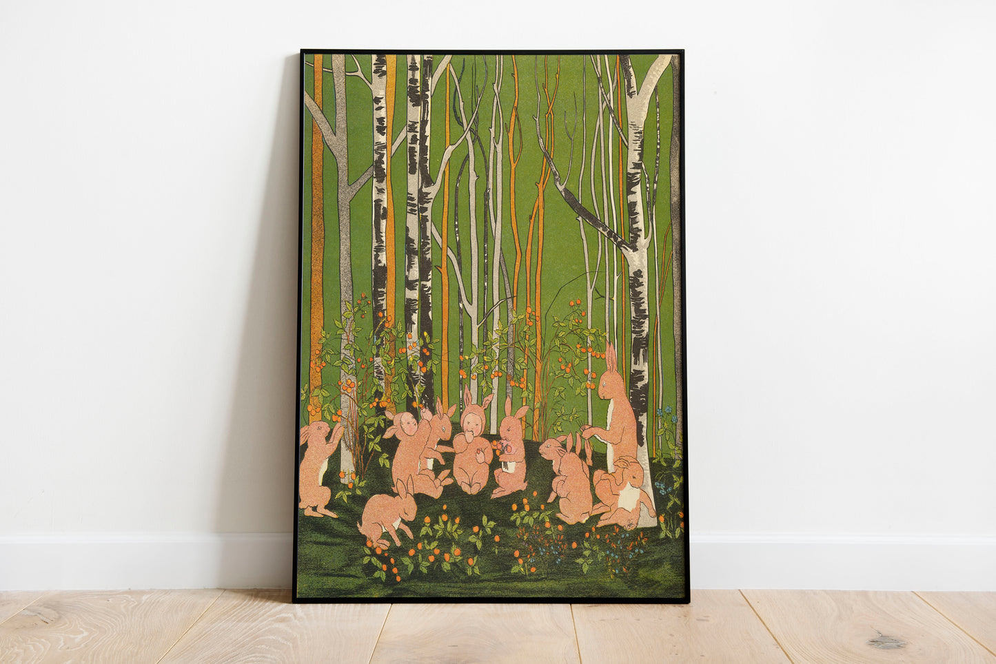 The Story of the Rabbit children poster by Sibylle Von Olfers - Black frame wall art
