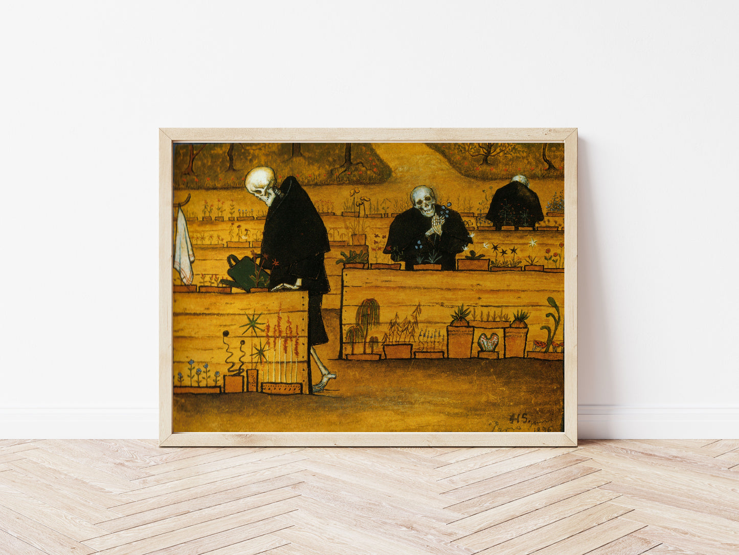 The Garden of Death Painting poster by Hugo Simberg - Black frame wall art