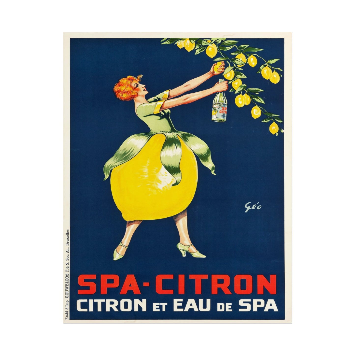 SPA Citron - French Advertisement poster by Henri Privat-Livemont - Black frame wall art