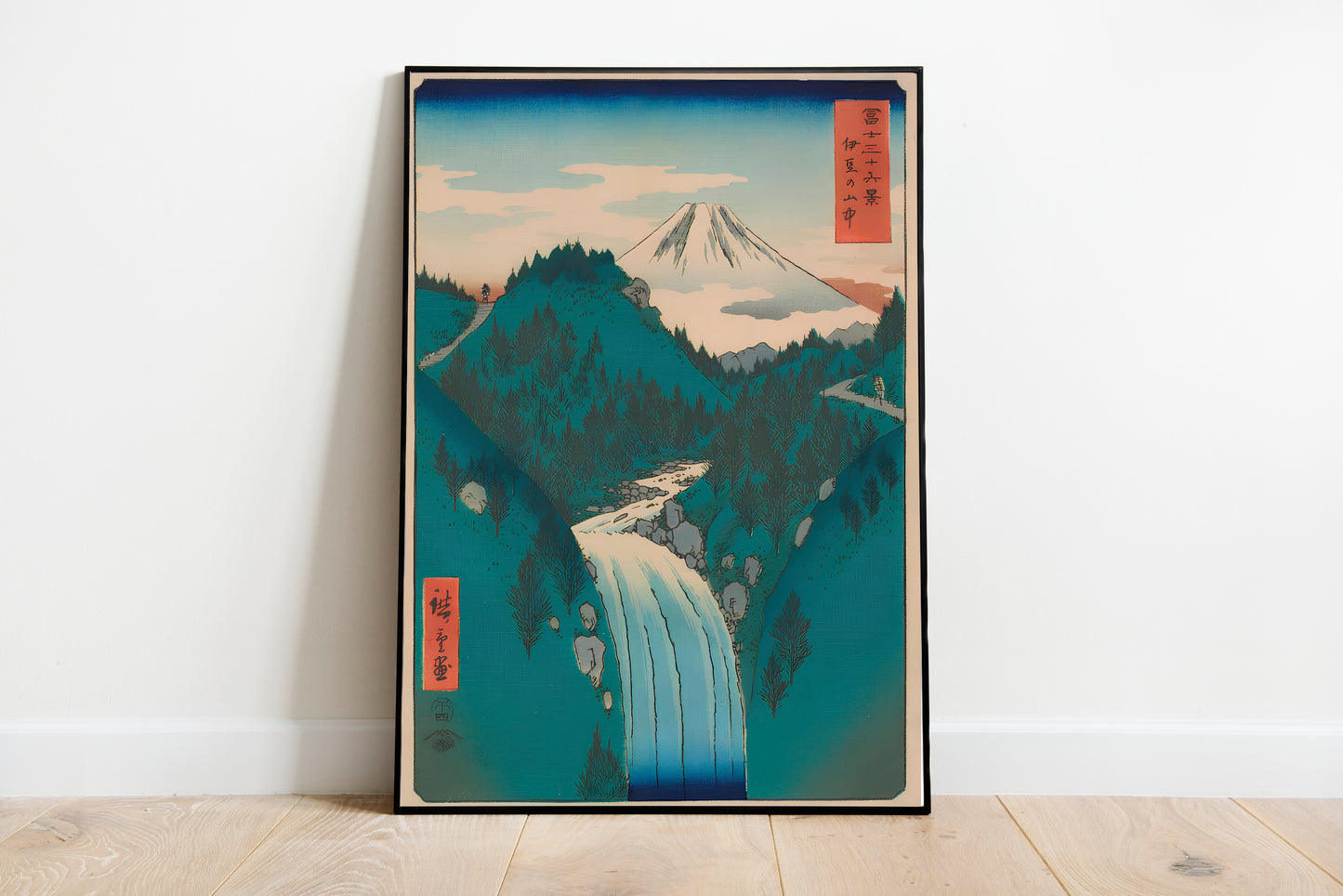Mountains in the Province of Izu poster by Utagawa Hiroshige - Black frame wall art