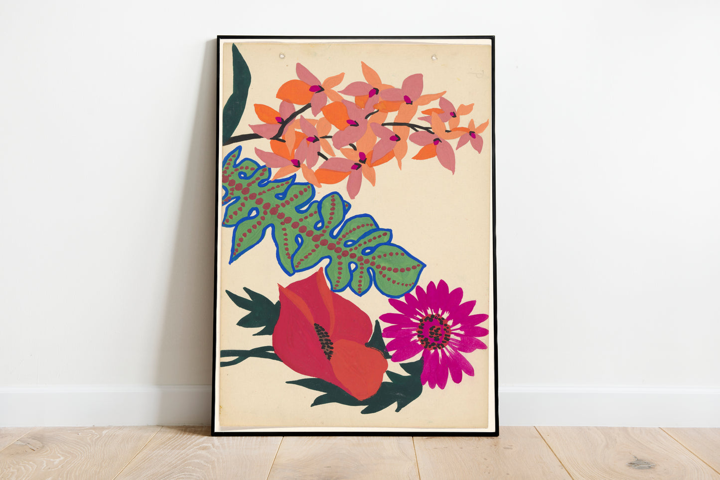 Embroidery of Leaves and Flowers poster by Paul Poiret - Black frame wall art