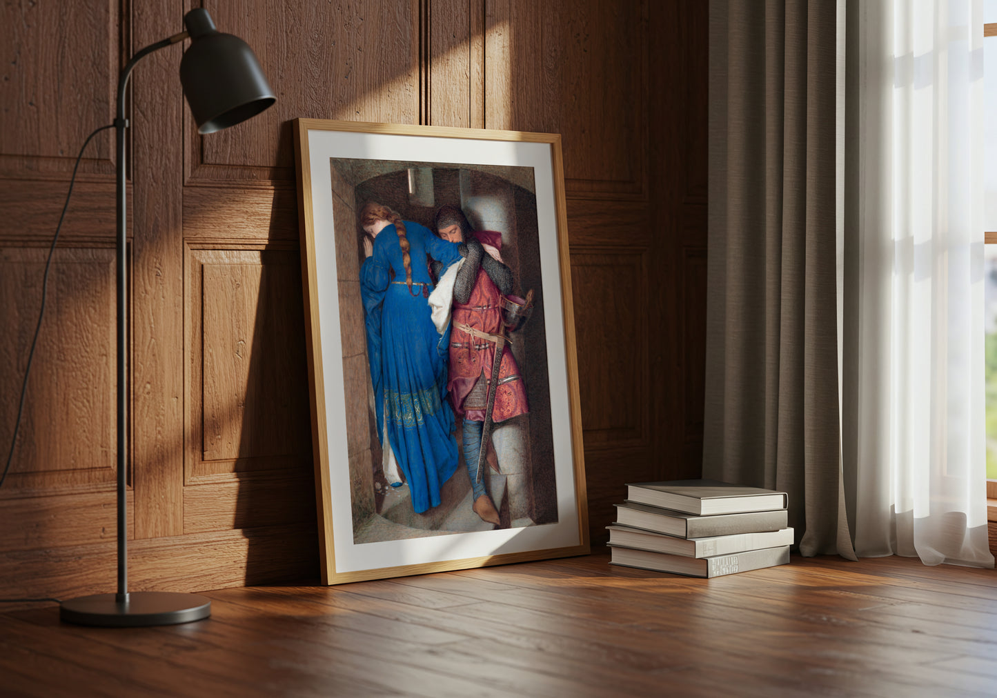 The Meeting on Turret Stairs poster by Frederick William Burton - Neutral room decor with framed print