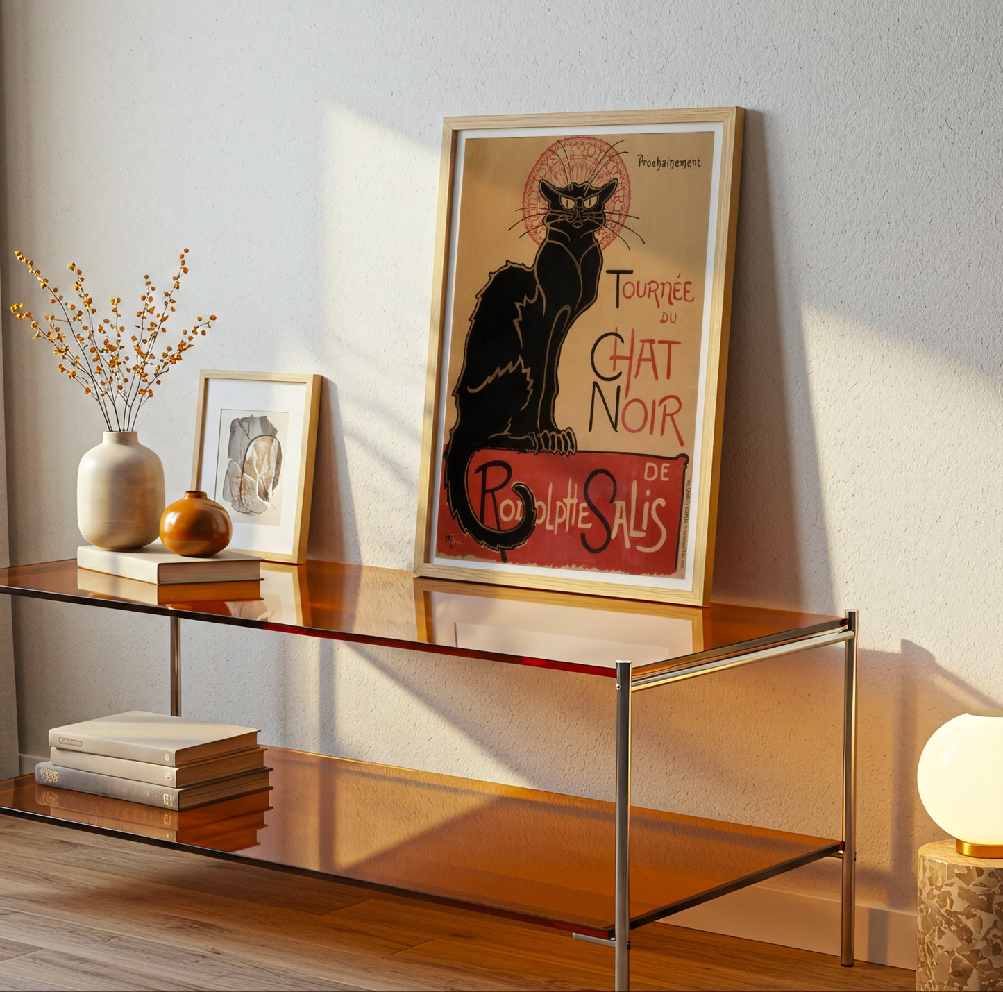 Le Chat Noir poster by Theophile Alexandre Steinlen - Neutral room decor with framed print