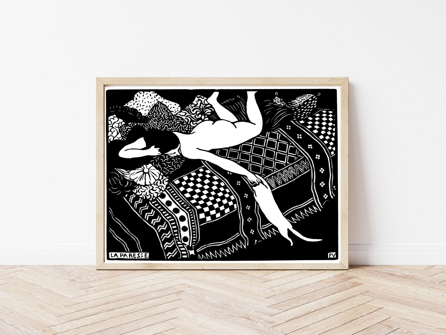 La Paresse poster by Felix Vallotton - Black frame wall art