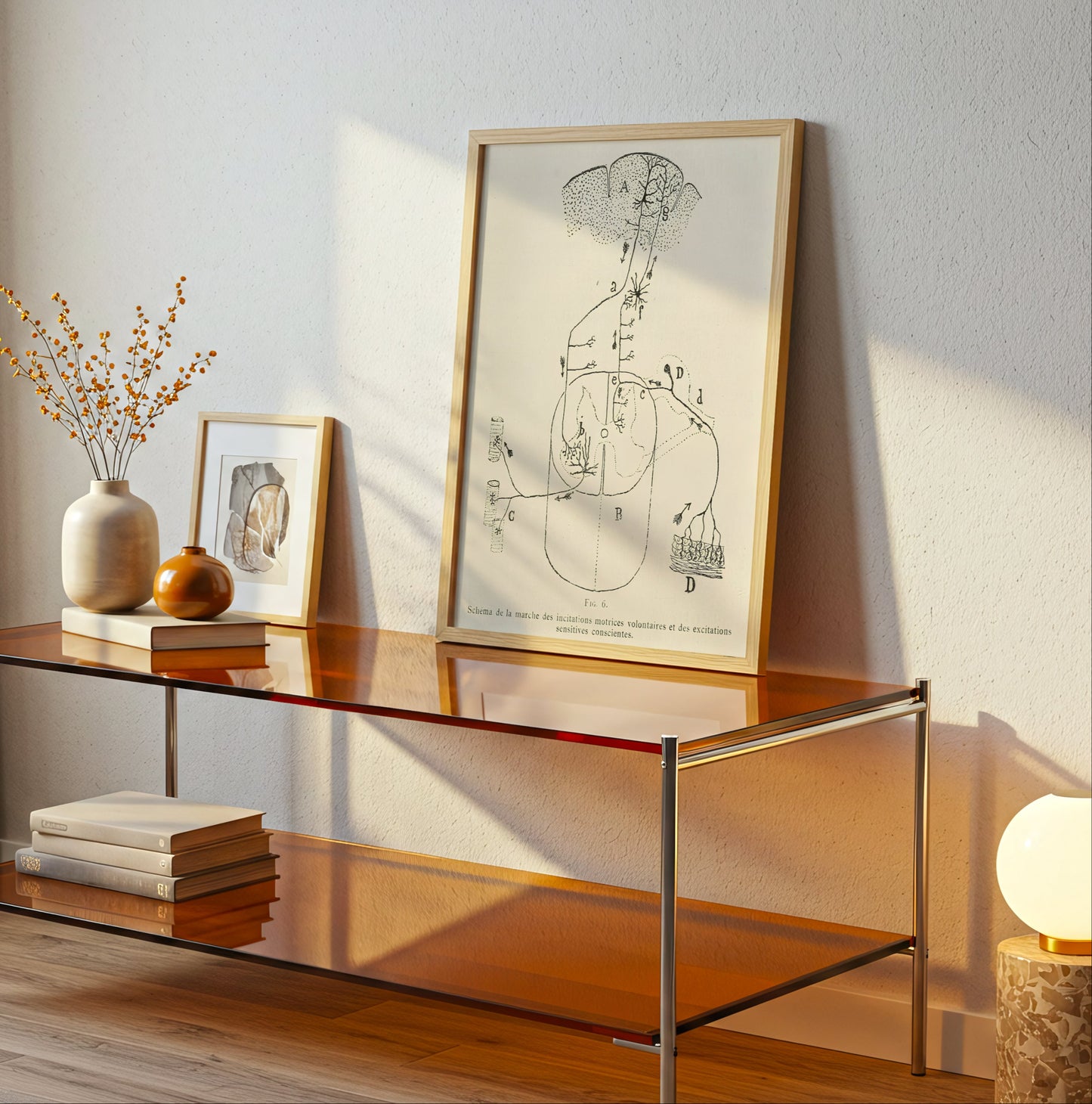 Neuron Drawing poster by Ramon Santiago y Cajal - Neutral room decor with framed print