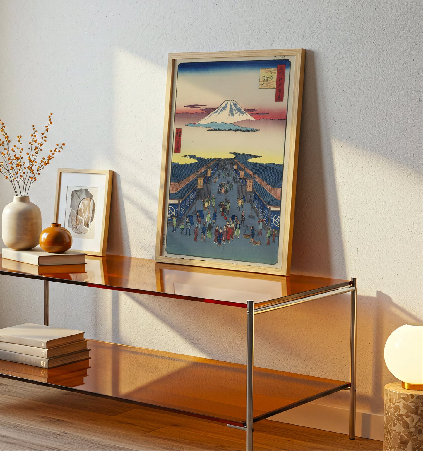 Suruga Street, Views of Edo poster by Utagawa Hiroshige - Neutral room decor with framed print