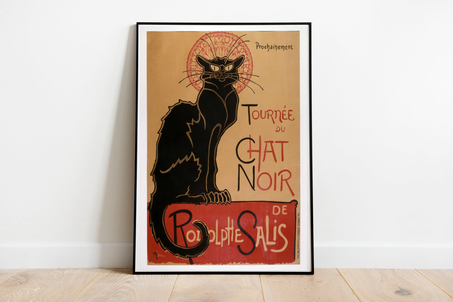 Le Chat Noir poster by Theophile Alexandre Steinlen - Black frame wall art