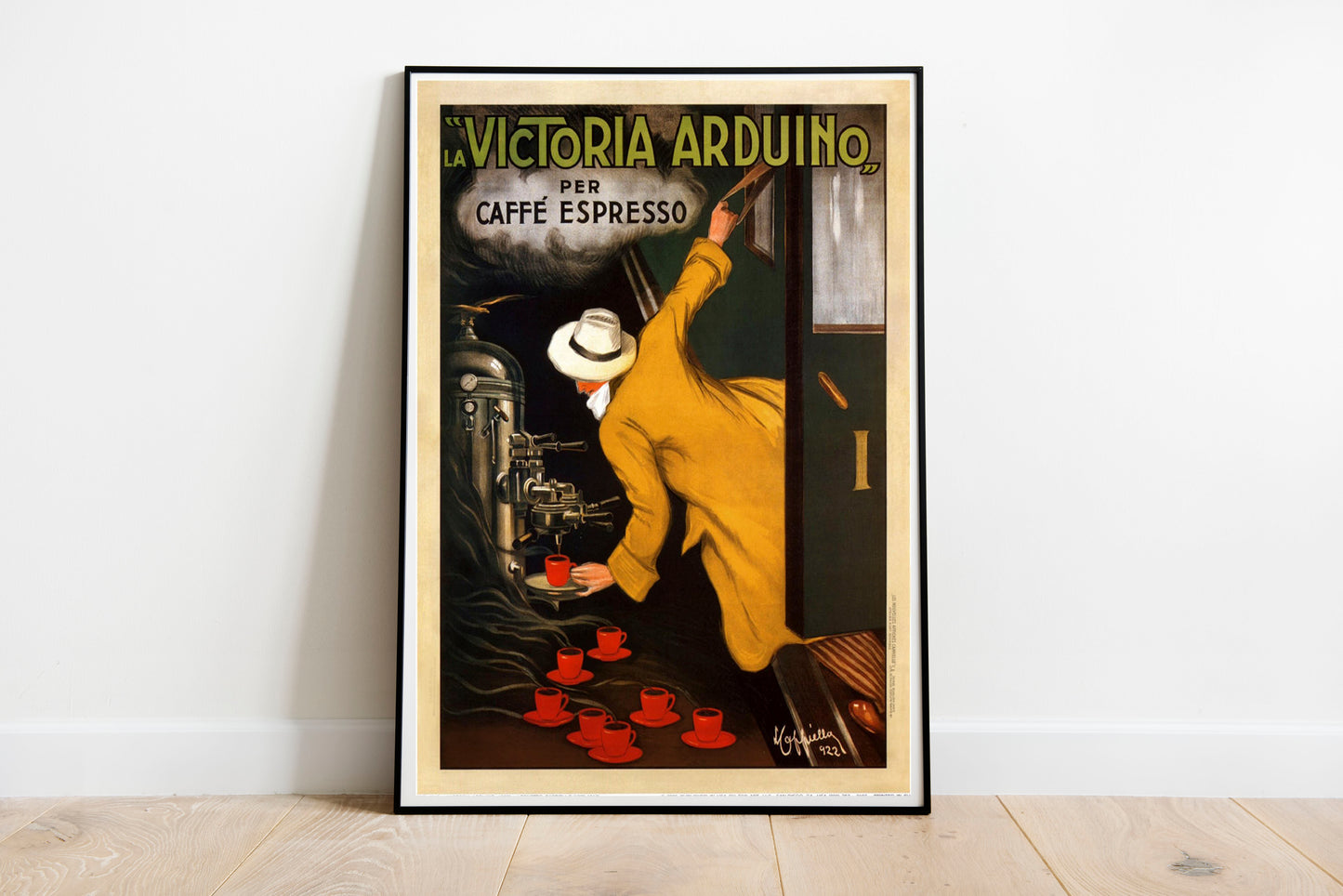 Italian Cafe Advert poster by Leonetto Cappielo - Black frame wall art