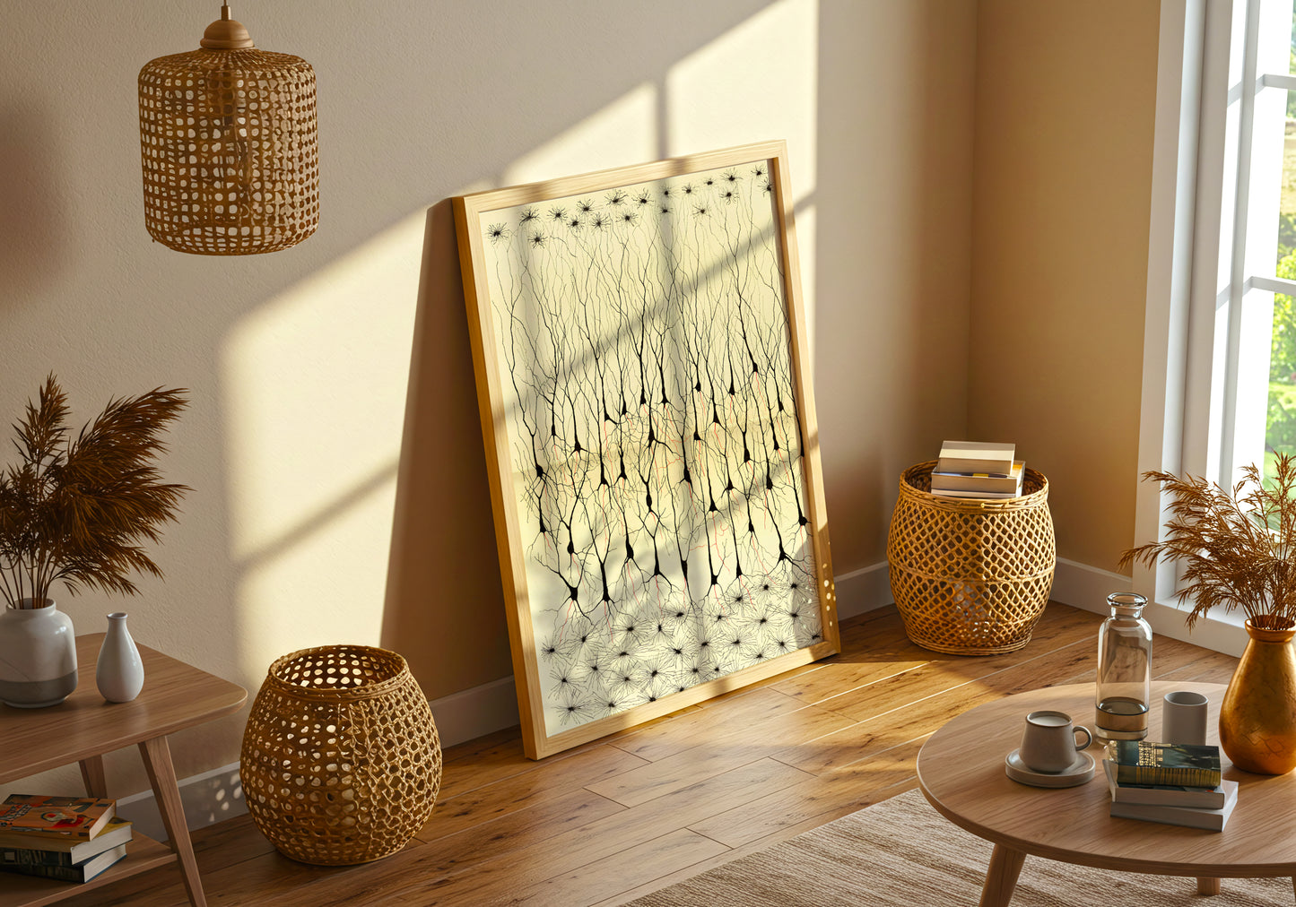 Neuron Drawing poster by Ramon Santiago y Cajal - Neutral room decor with framed print