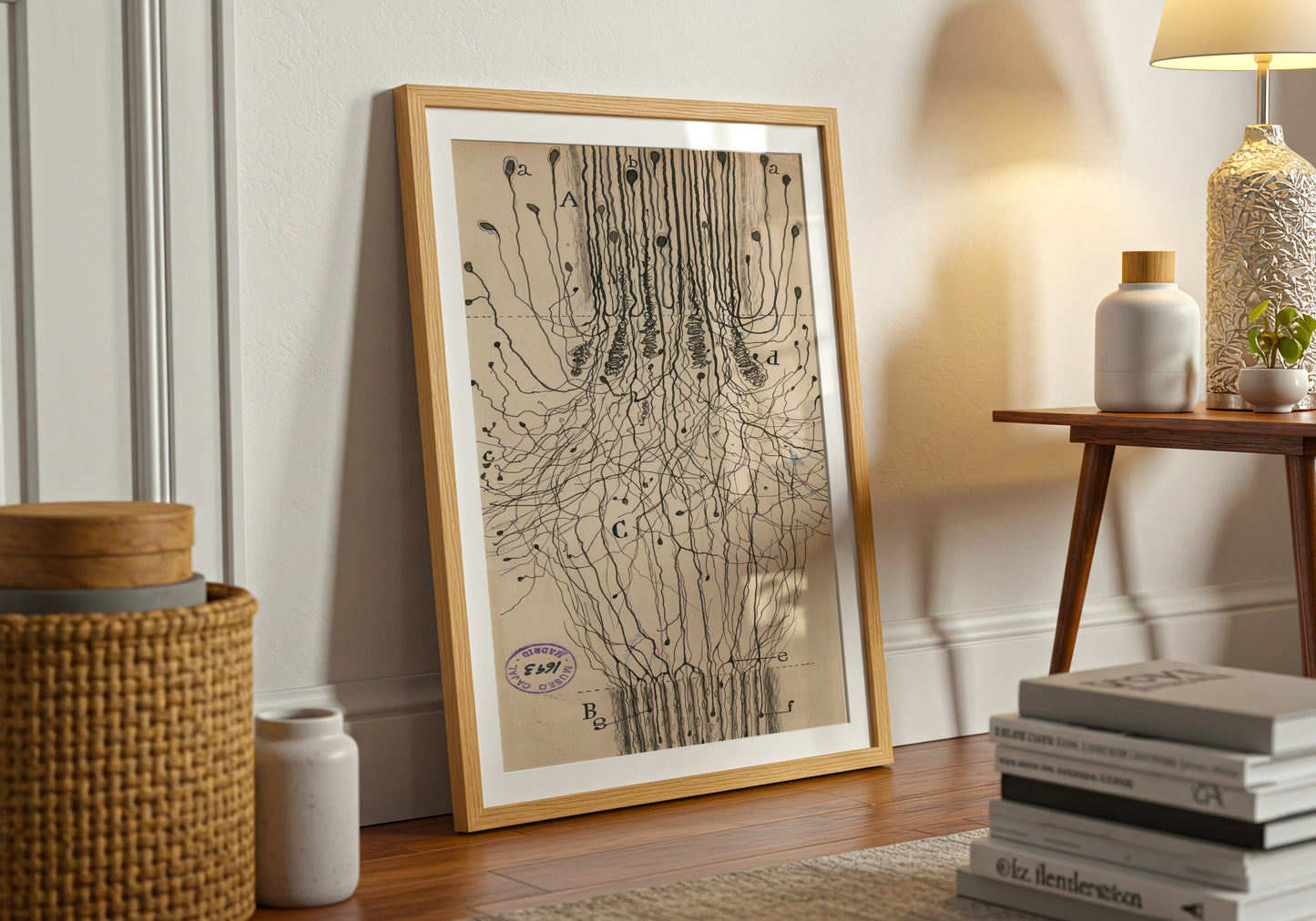 Neuron Drawing poster by Ramon Santiago y Cajal - Neutral room decor with framed print