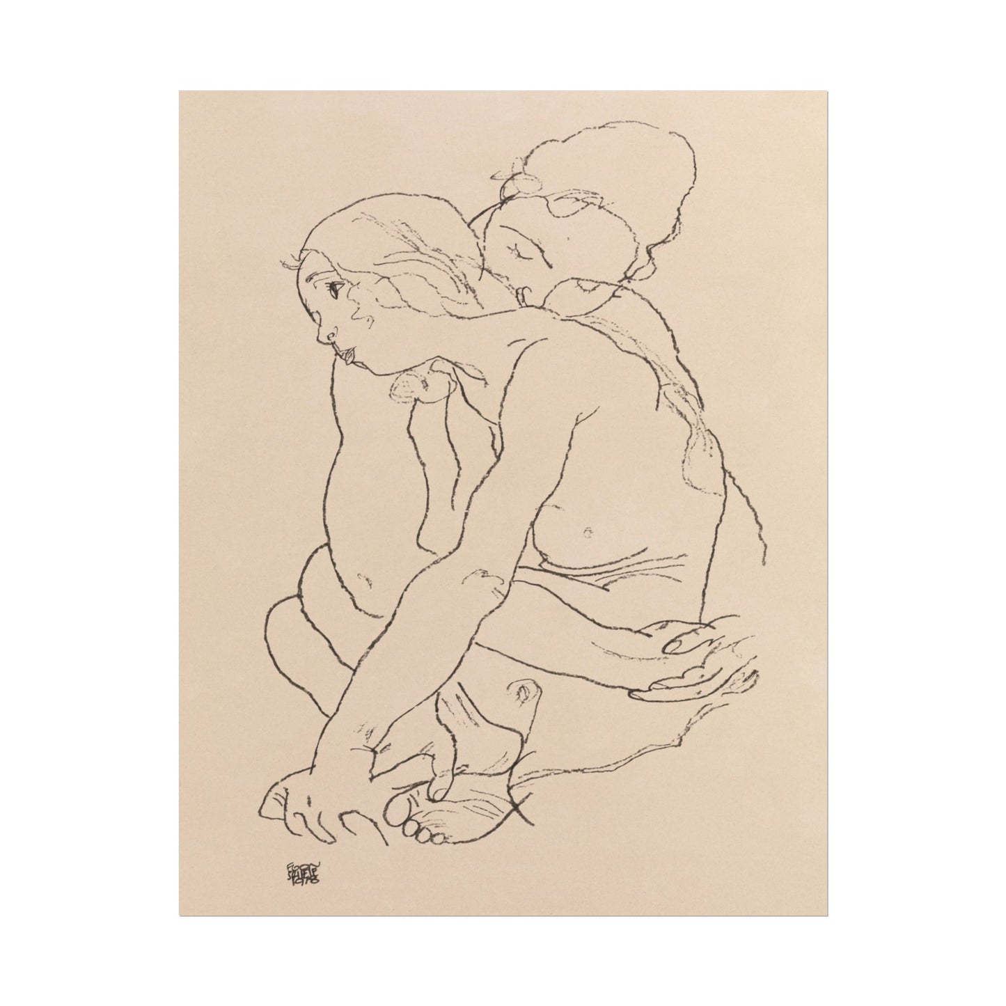 Woman and Girl Embracing