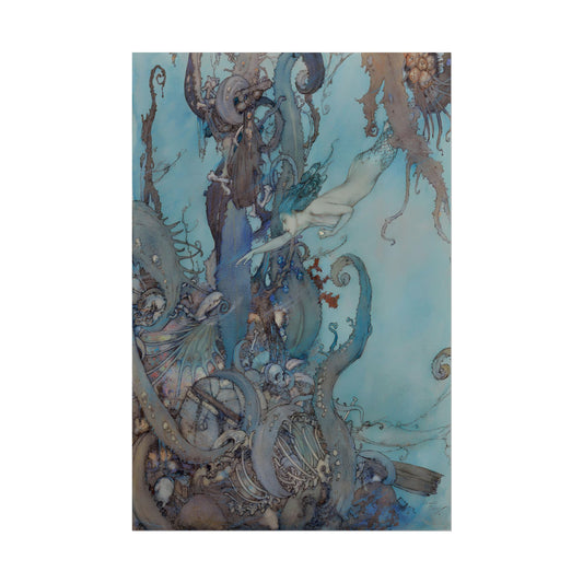 The Little Mermaid poster by Edmund Dulac  - 12x18 inch print