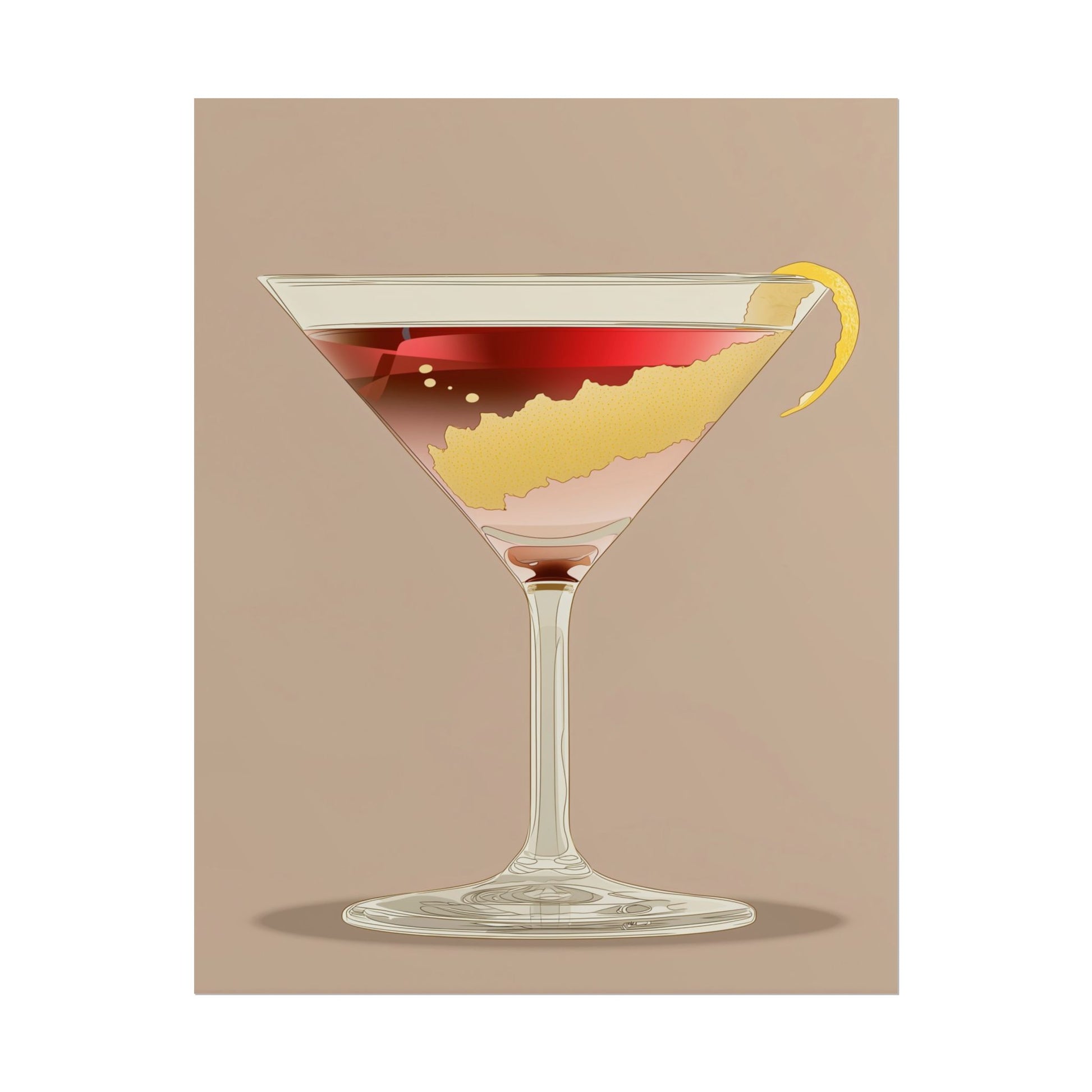 Illustration of a Cosmopolitan cocktail in a martini glass.