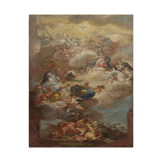 The Glorification of Saint Dominic by Francesco Solimena in soft hues.