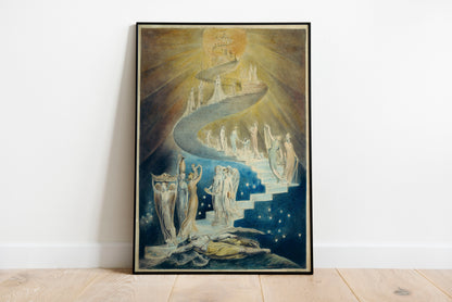 Jacob's Dream Ladder poster by William Blake  - Black frame wall art