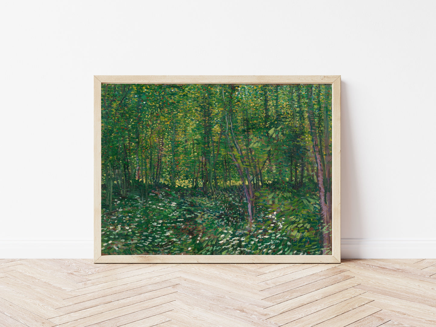Trees and Undergrowth poster by Vincent Van Gogh  - Black frame wall art