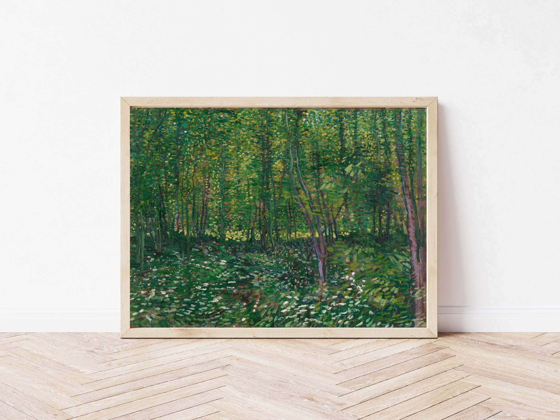 Trees and Undergrowth poster by Vincent Van Gogh  - Black frame wall art