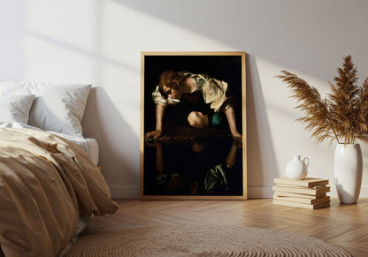 Narcissus poster by Caravaggio  - Neutral room decor with framed print